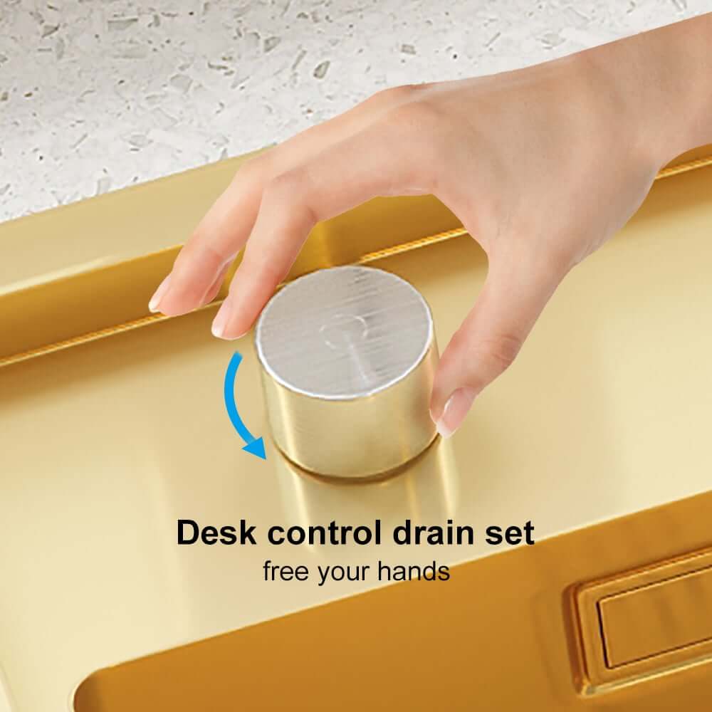 Luxury Black and Gold Stainless Steel Drop-In Kitchen Sink with Overflow