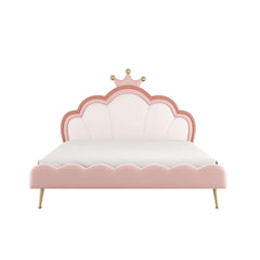 Luxury Shell Leather Princess Bed in Soft Pink – Modern Children's Bed Frame