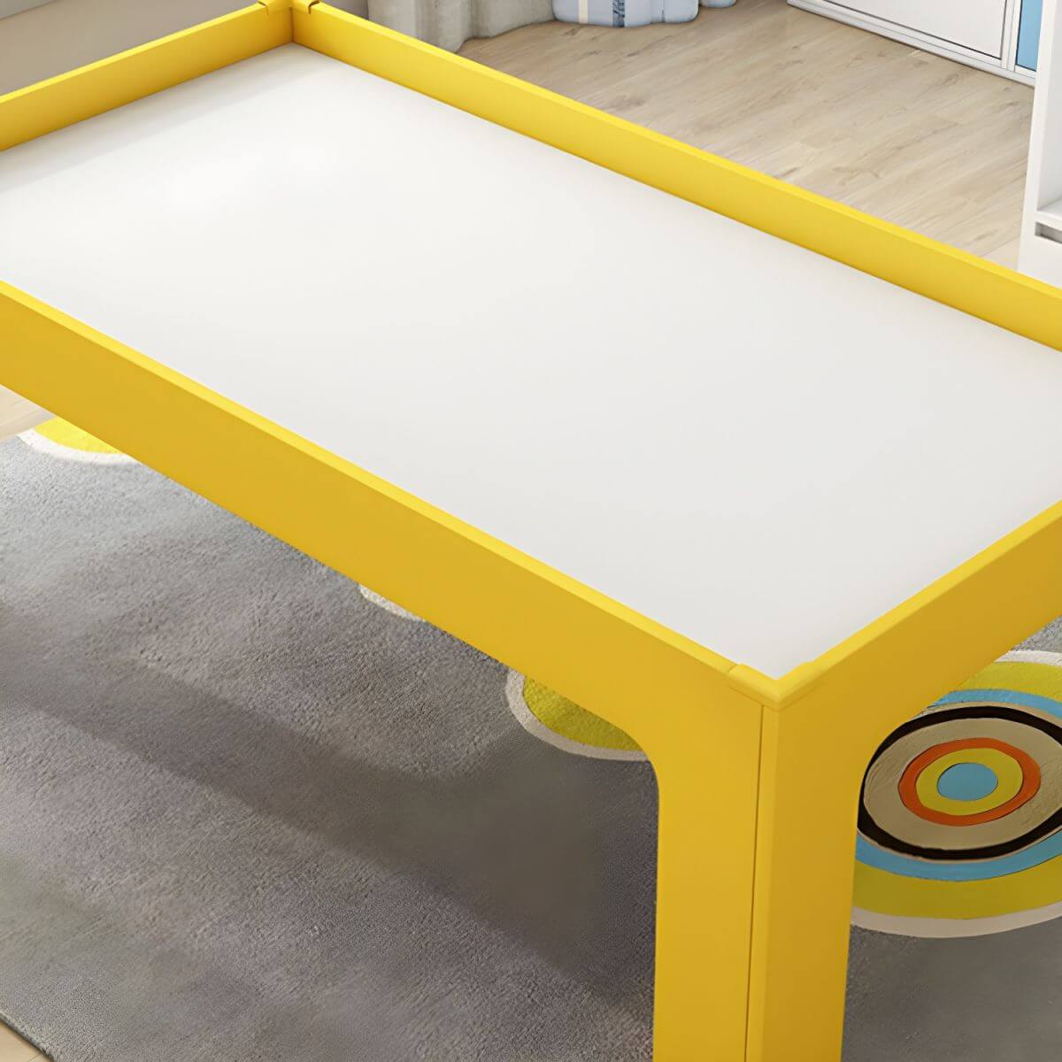 Matte Finish Wooden Kids Desk with Storage for Playroom