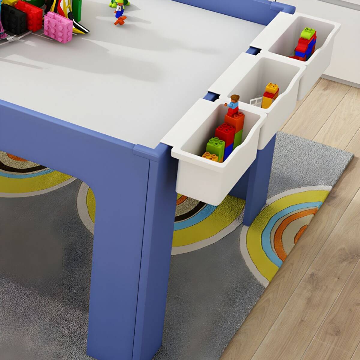 Matte Finish Wooden Kids Desk with Storage for Playroom