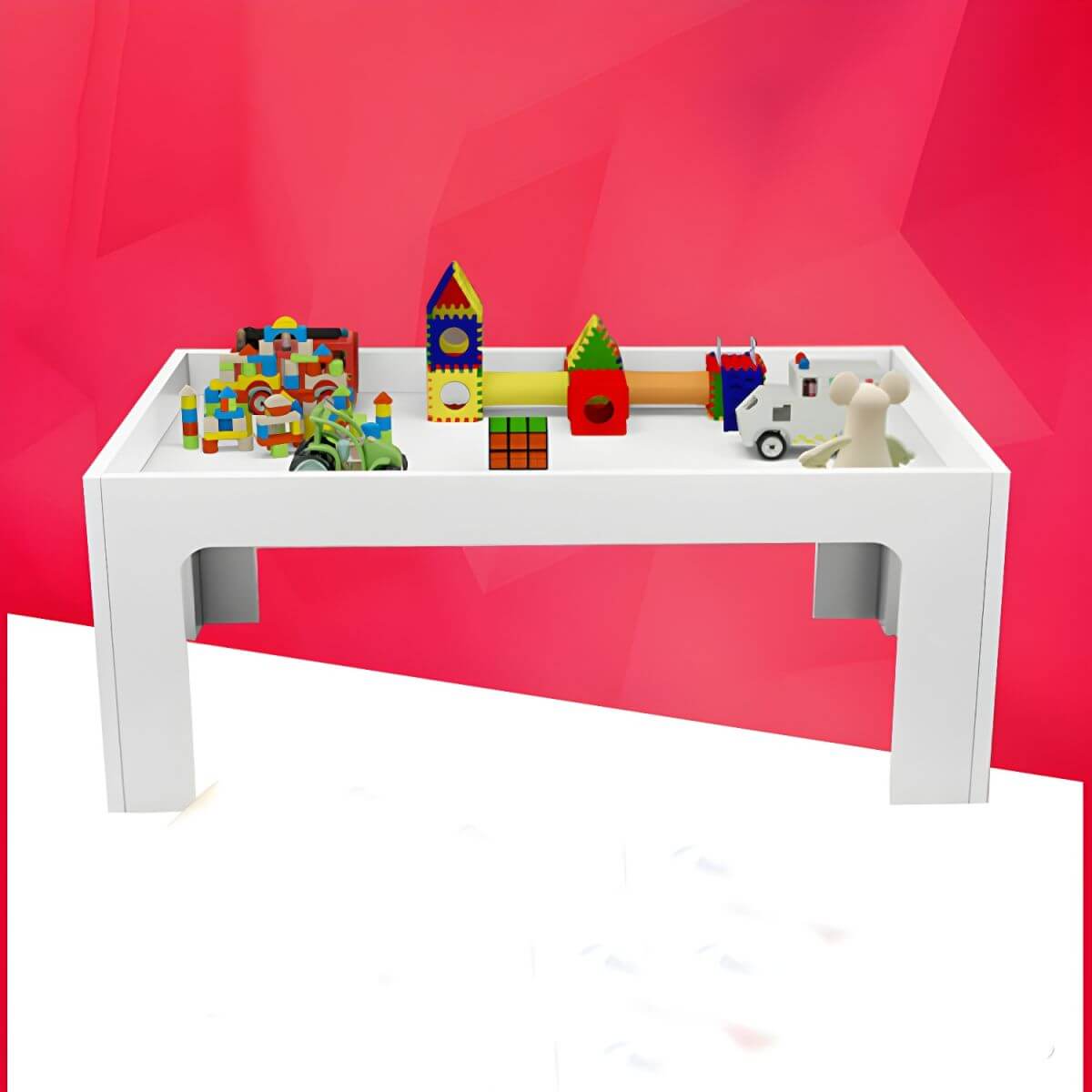 Matte Finish Wooden Kids Desk with Storage for Playroom