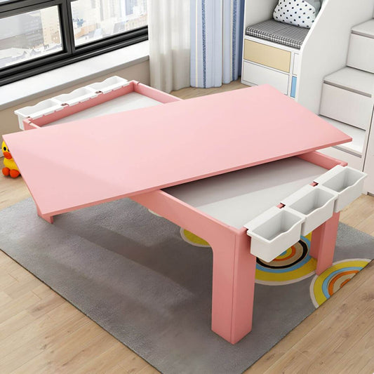 Matte Finish Wooden Kids Desk with Storage for Playroom