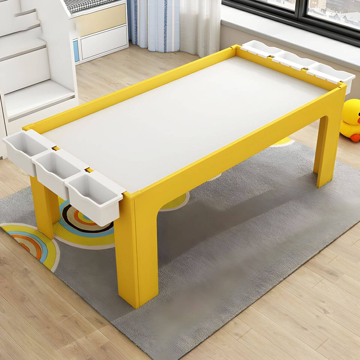 Matte Finish Wooden Kids Desk with Storage for Playroom