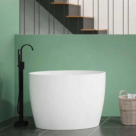 Matte White Freestanding Single Slipper Soaking Bathtub with Seat