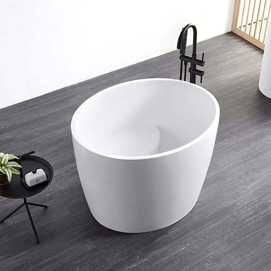 Matte White Freestanding Single Slipper Soaking Bathtub with Seat Main Product Image