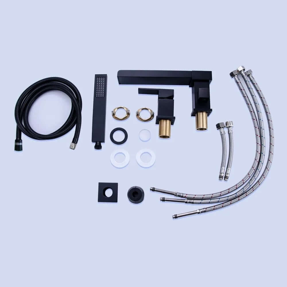 Mero Modern Brass Deck Mounted Roman Tub Faucet with Hand Shower