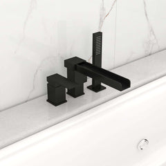 Mero Modern Brass Deck Mounted Roman Tub Faucet with Hand Shower