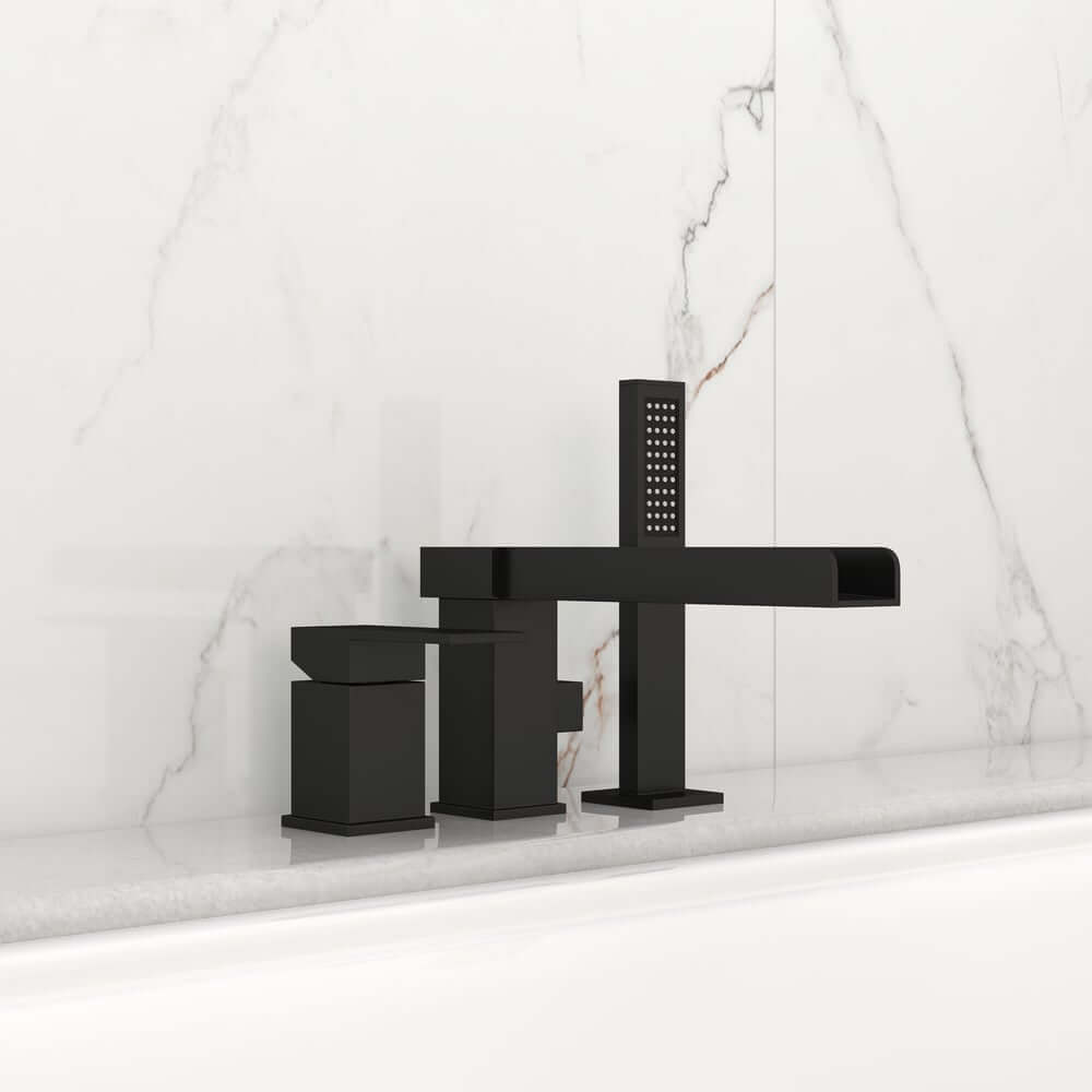 Mero Modern Brass Deck Mounted Roman Tub Faucet with Hand Shower