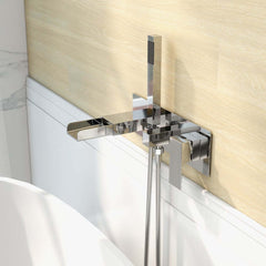 Mero Wall Mounted Bathtub Faucet in Chrome with Hand Shower