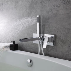 Mero Wall Mounted Bathtub Faucet in Chrome with Hand Shower