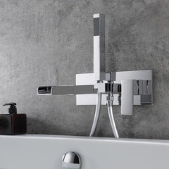 Mero Wall Mounted Bathtub Faucet in Chrome with Hand Shower