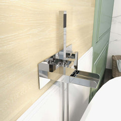 Mero Wall Mounted Bathtub Faucet in Chrome with Hand Shower