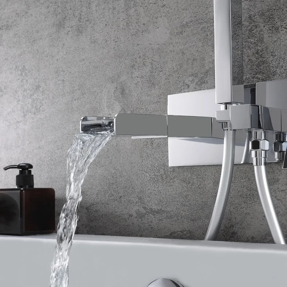 Mero Wall Mounted Bathtub Faucet in Chrome with Hand Shower
