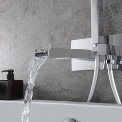 Mero Wall Mounted Bathtub Faucet in Chrome with Hand Shower