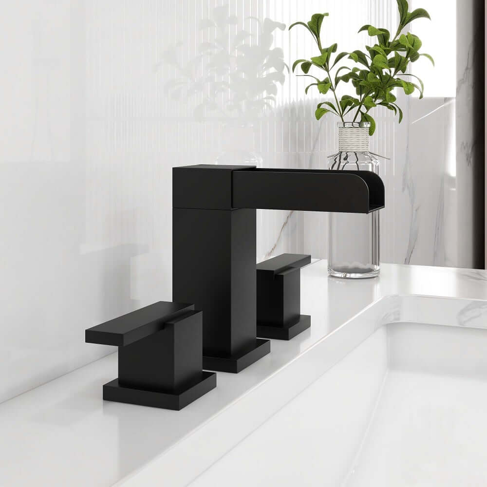Mero Widespread Bathroom Faucet with Waterfall Spout and Lever Handles
