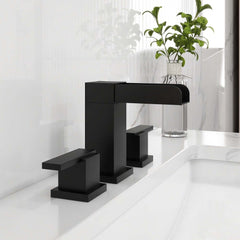 Mero Widespread Bathroom Faucet with Waterfall Spout and Lever Handles