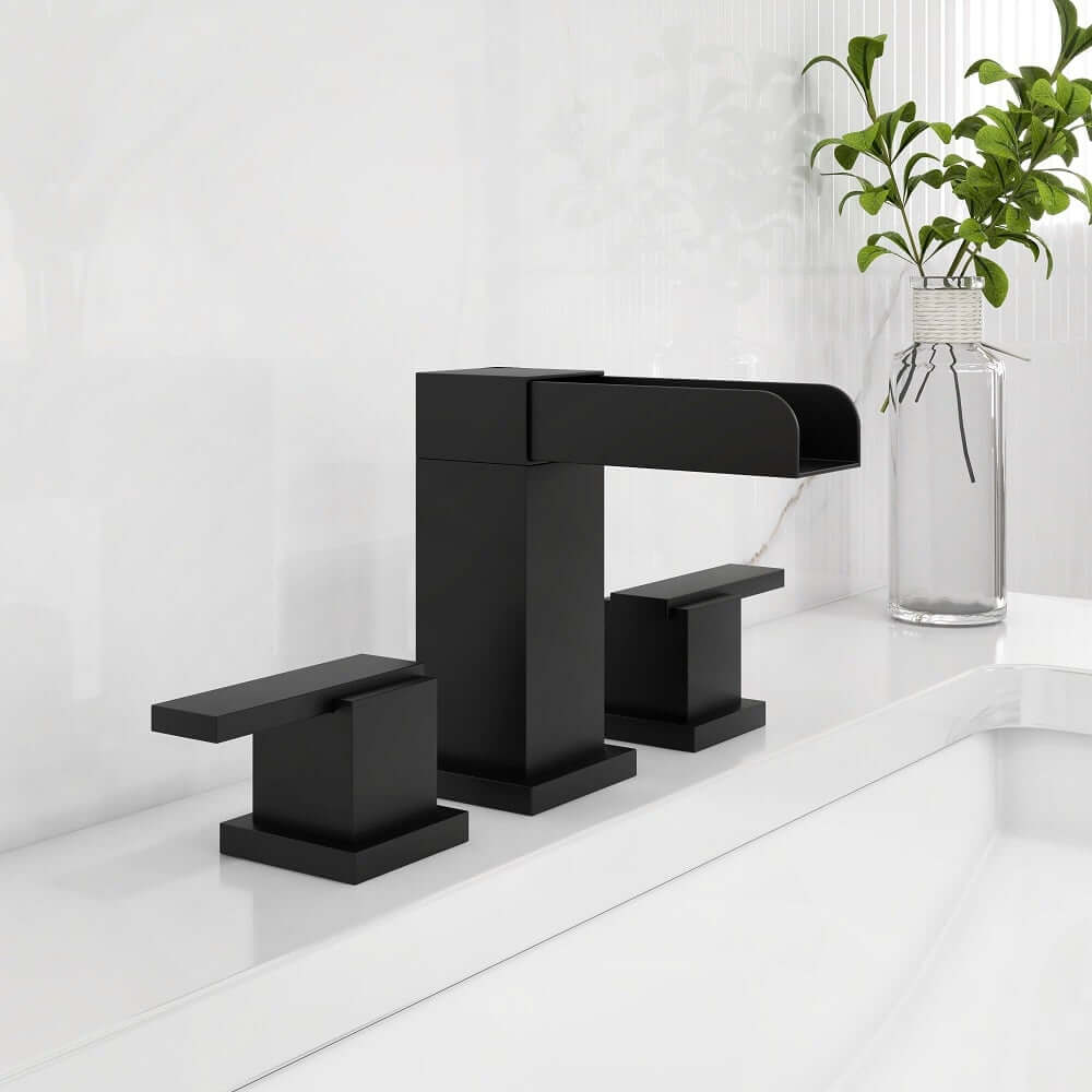 Mero Widespread Bathroom Faucet with Waterfall Spout and Lever Handles