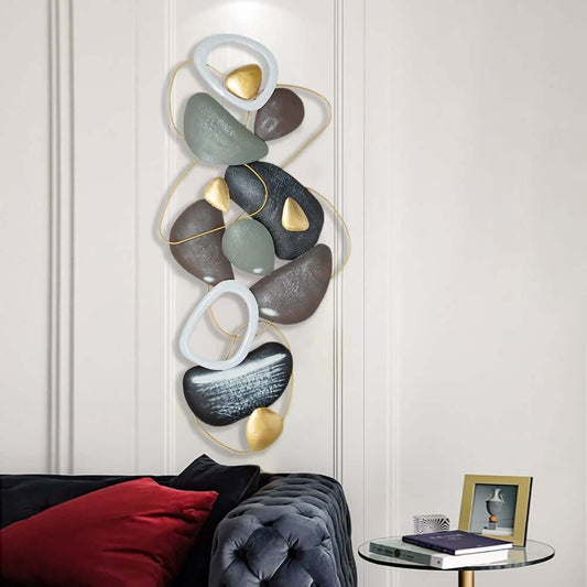 Metal Coastal Wall Art with Abstract Stone Design