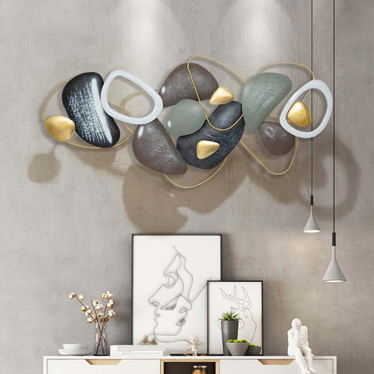 Metal Coastal Wall Art with Abstract Stone Design Main Product Image