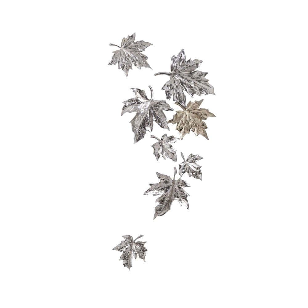 Metal Resin Wall Art Set with 3D Floral Leaf Design