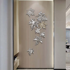 Metal Resin Wall Art Set with 3D Floral Leaf Design