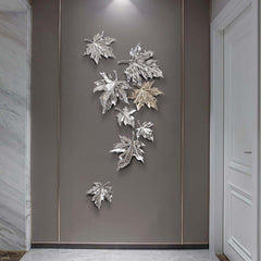 Metal Resin Wall Art Set with 3D Floral Leaf Design Main Product Image