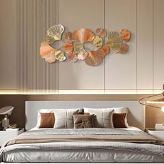 Metal Wall Art Gold Leaf Decor in Glam Style
