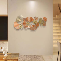 Metal Wall Art Gold Leaf Decor in Glam Style