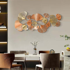 Metal Wall Art Gold Leaf Decor in Glam Style