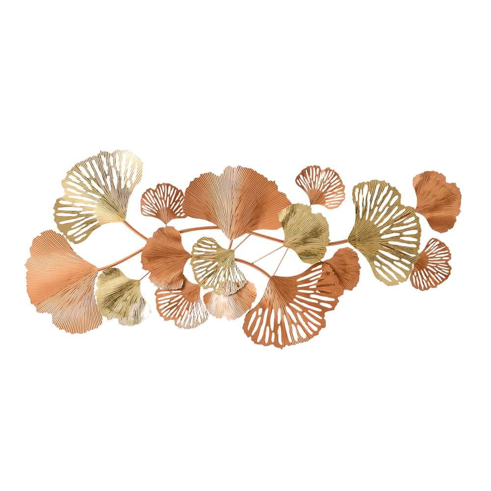 Metal Wall Art Gold Leaf Decor in Glam Style