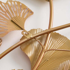 Metal Wall Art Gold Leaf Decor in Glam Style
