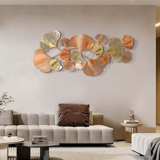 Metal Wall Art Gold Leaf Decor in Glam Style