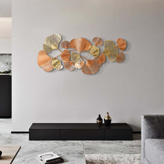 Metal Wall Art Gold Leaf Decor in Glam Style