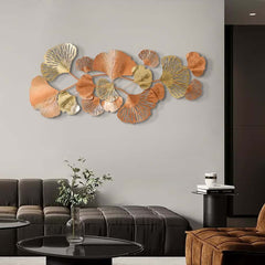 Metal Wall Art Gold Leaf Decor in Glam Style
