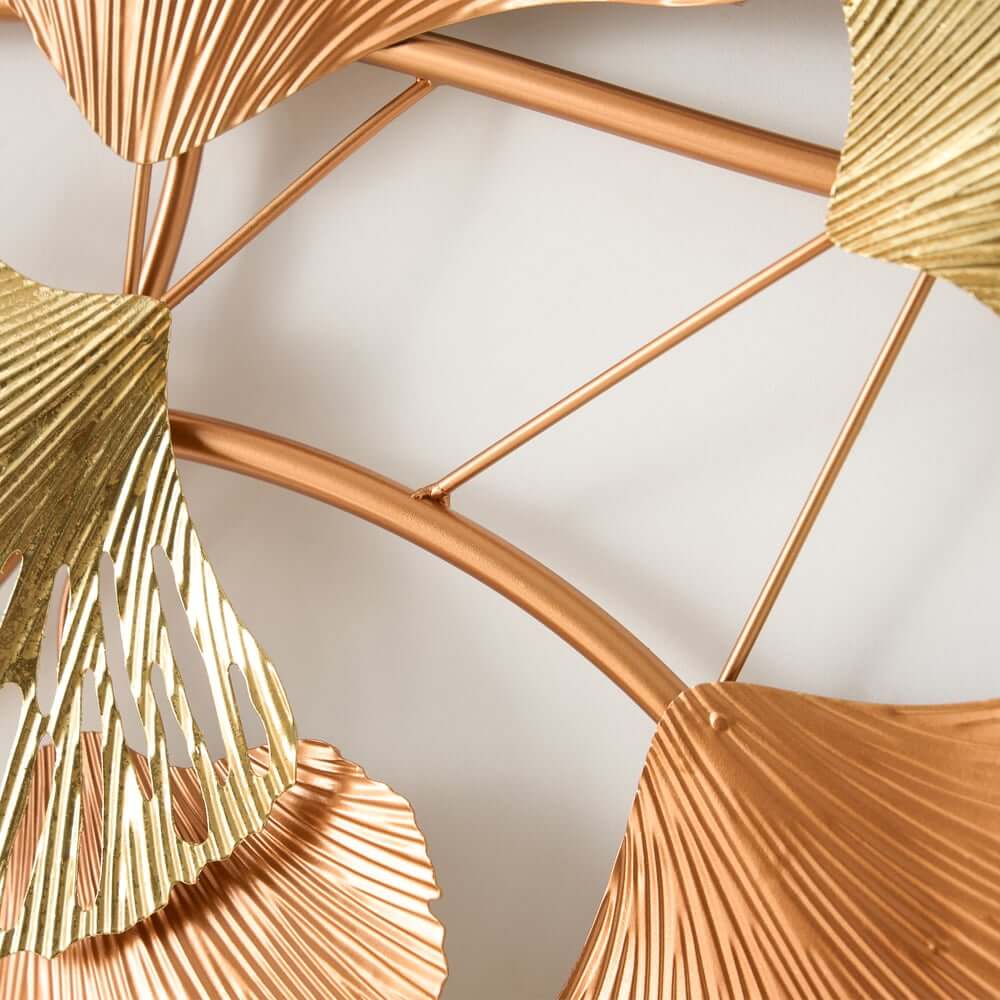 Metal Wall Art Gold Leaf Decor in Glam Style