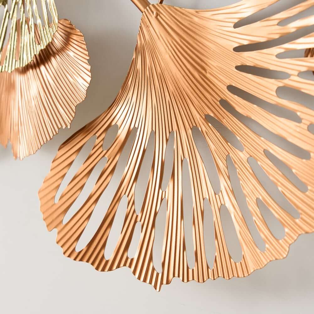 Metal Wall Art Gold Leaf Decor in Glam Style