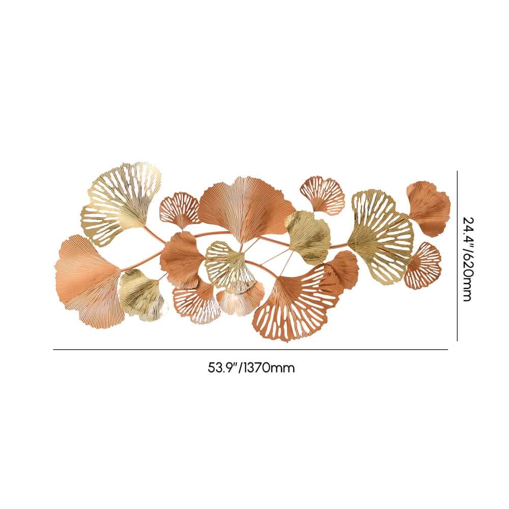 Metal Wall Art Gold Leaf Decor in Glam Style Dimensions