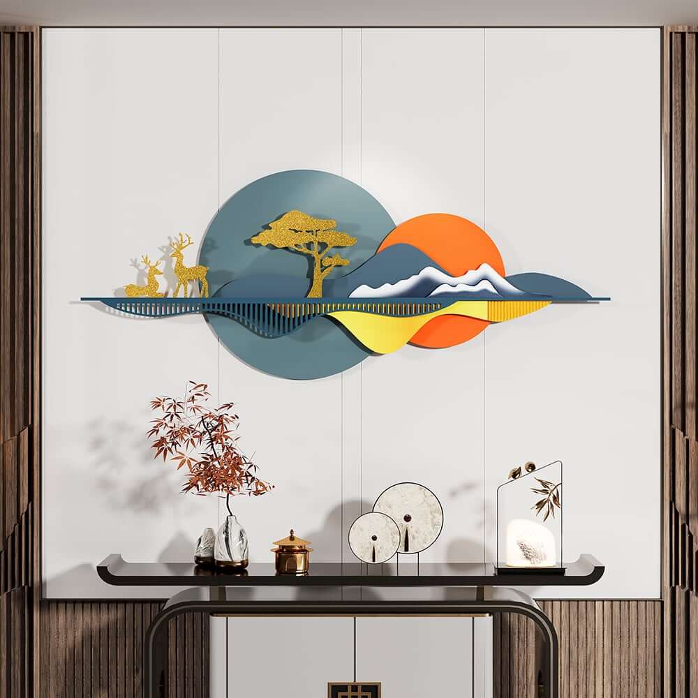 Metal Wall Art in Gold with Farmhouse Flair and Floral Motif