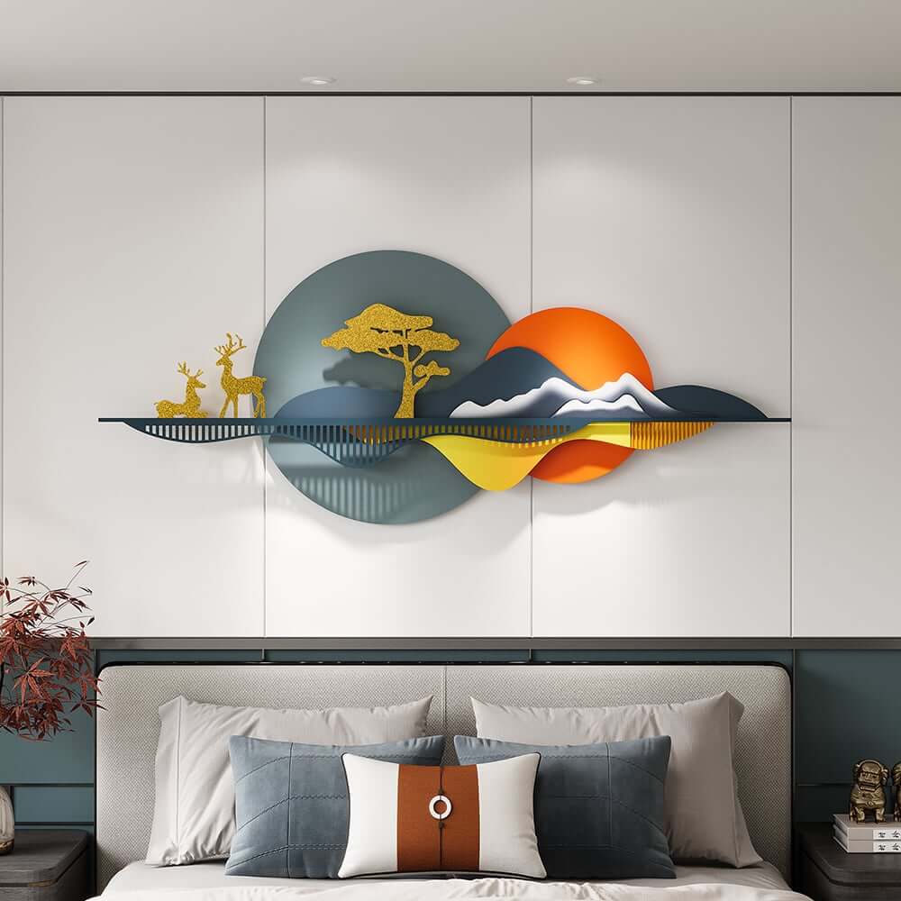 Metal Wall Art in Gold with Farmhouse Flair and Floral Motif