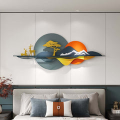 Metal Wall Art in Gold with Farmhouse Flair and Floral Motif