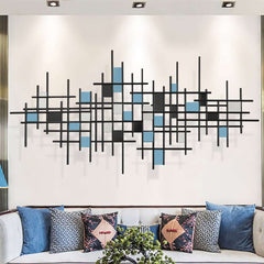 Metal Wall Art in Green and Blue Abstract Geometric Design