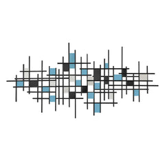 Metal Wall Art in Green and Blue Abstract Geometric Design