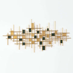 Metal Wall Art in Green and Blue Abstract Geometric Design