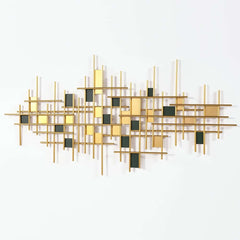 Metal Wall Art in Green and Blue Abstract Geometric Design