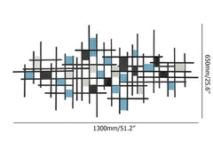 Metal Wall Art in Green and Blue Abstract Geometric Design Dimensions