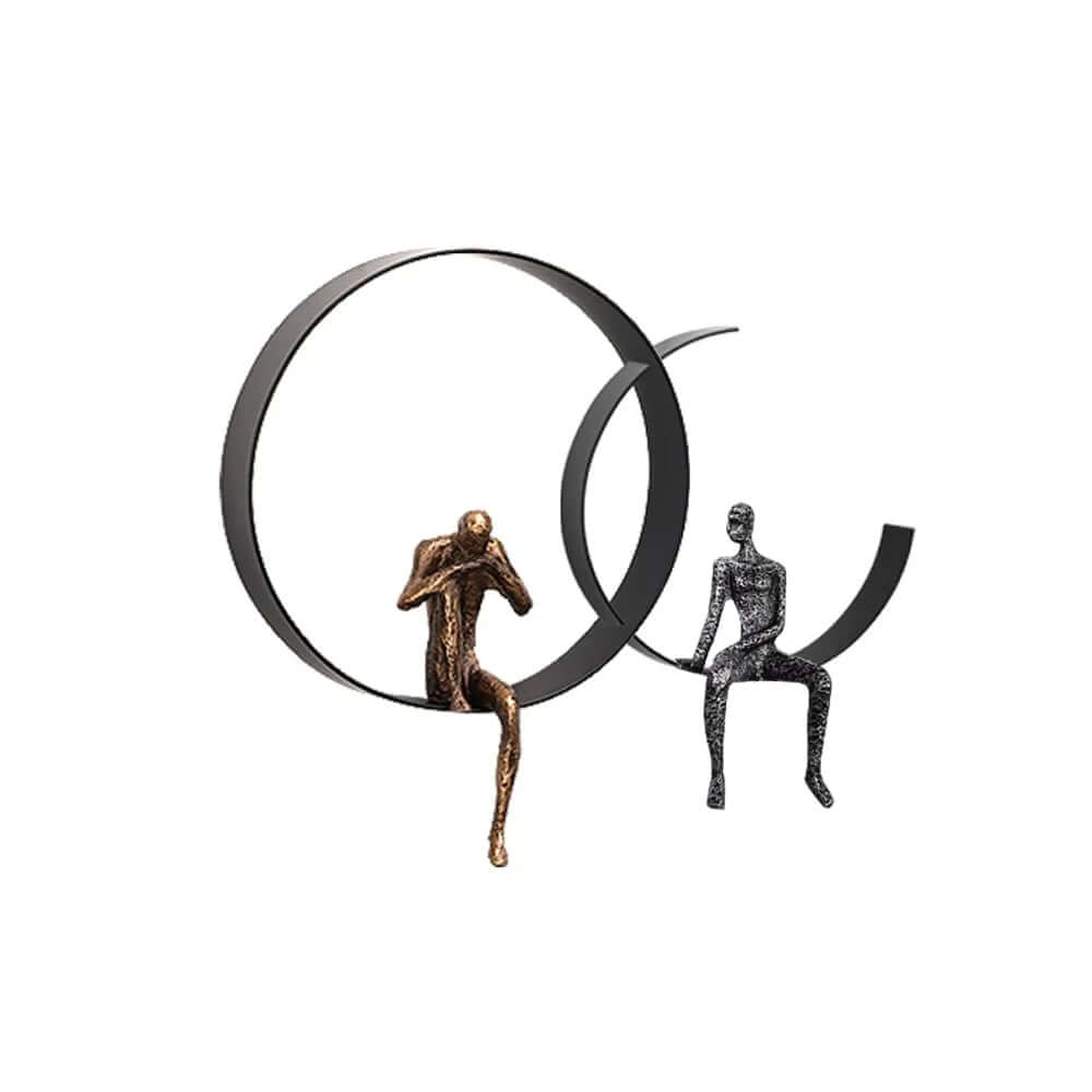 Metal Wall Art with Figural Design Round Frame Decor