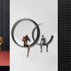 Metal Wall Art with Figural Design Round Frame Decor