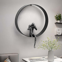 Metal Wall Art with Figural Design Round Frame Decor