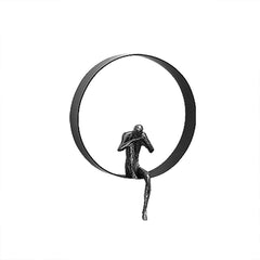 Metal Wall Art with Figural Design Round Frame Decor