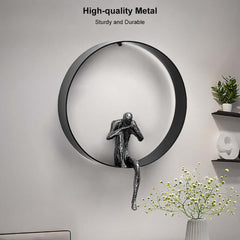 Metal Wall Art with Figural Design Round Frame Decor